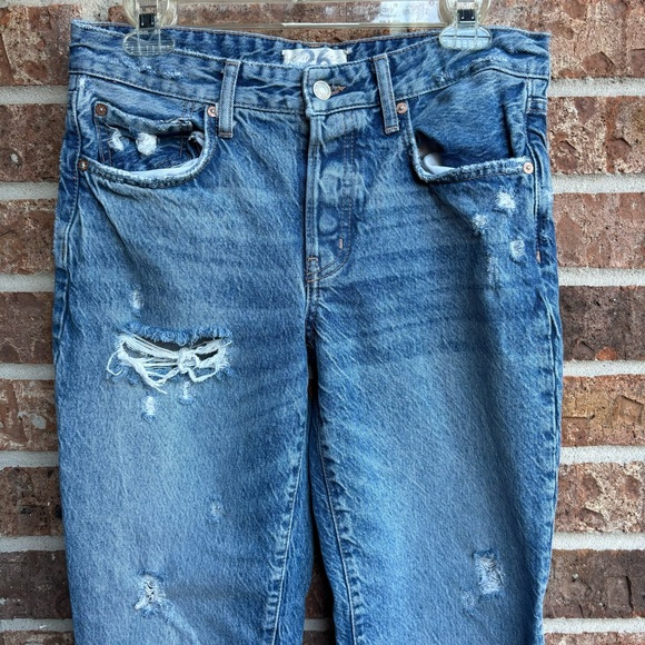 We The Free People Button Fly Raw Hem Distressed Skinny Jeans - Picture 6 of 8